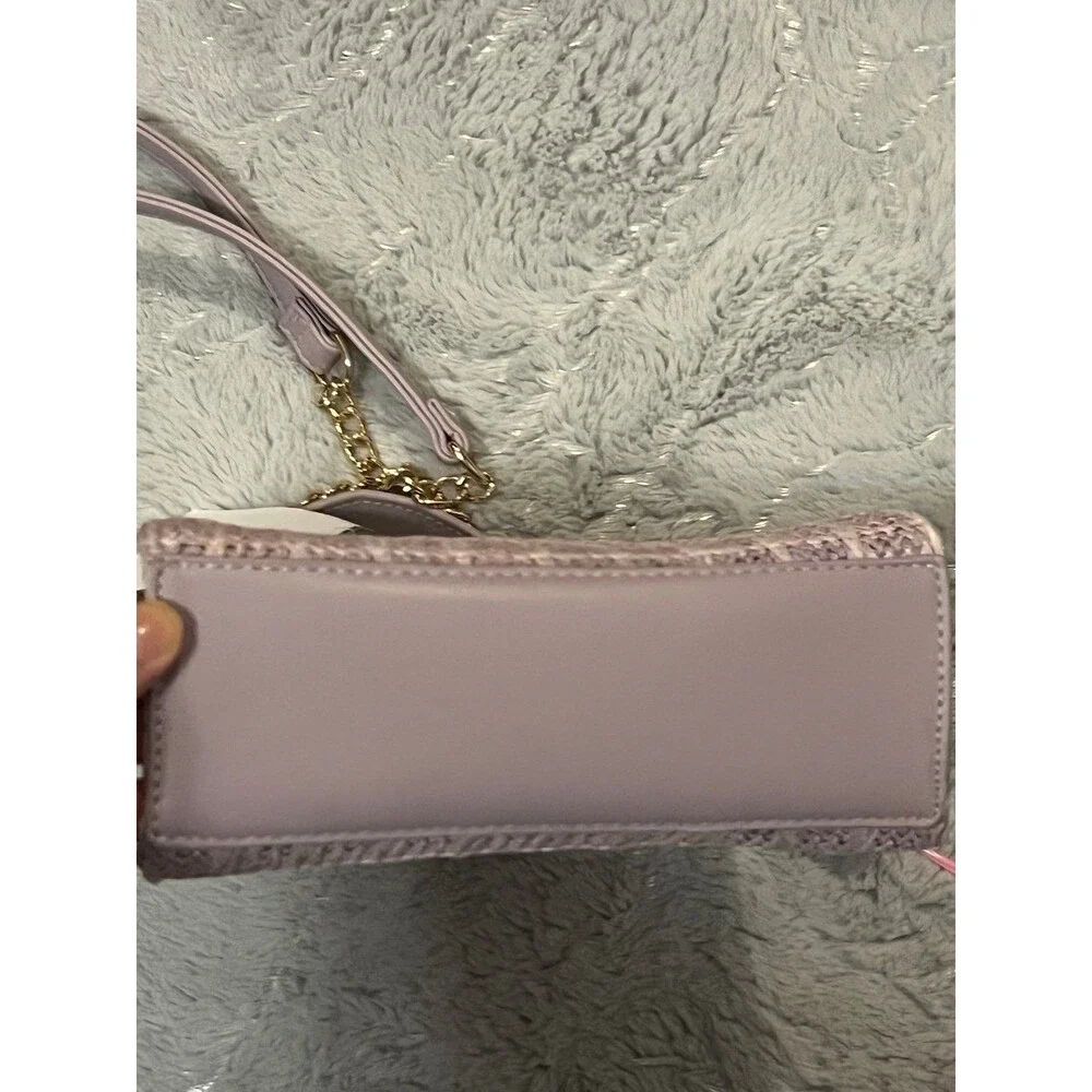 Mini style kelly purple woven tweed straw lilac pastel bag new